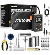 AUTOWN Flat Tire Repair Kit with Air Compressor 54 Pieces for Car, Motorcycle, ATV, Jeep, Truck, ...