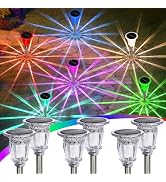 Solar Pathway Lights Outdoor 6 Pack, 10 Lighting Modes White Solar Garden lights, 17.5
