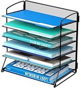 MINDEPOT 6 Tier Paper Tray Desk Organizer, Extra Thick Metal A4/ Letter Size File Document Holder...