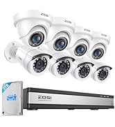 ZOSI Full 1080p 16 Channel Home Security Camera System with AI Human Vehicle Detect, 8 x 1080p We...