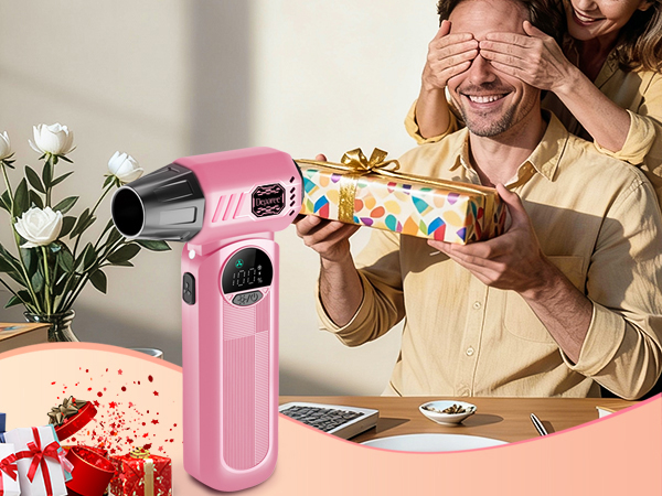 Pink air duster ideal holiday gift for family with stylish design and strong cleaning power