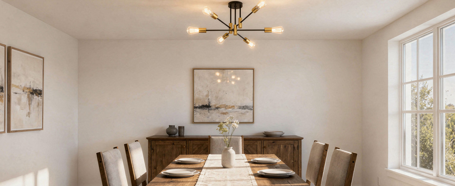 Phaosio Modern Sputnik Chandelier Ceiling Light Fixtures