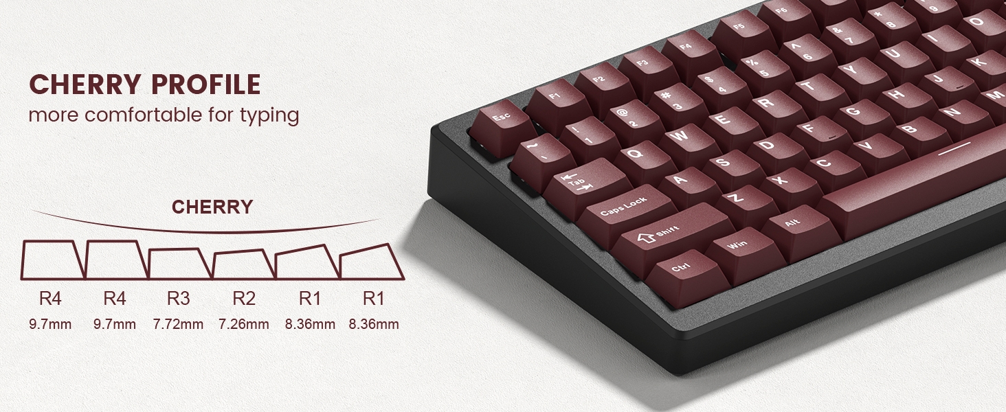 Double Shot PBT keycaps Set,Dark Red Keyboard caps,Cherry Profile Keycaps 60 65 75 100 Percent