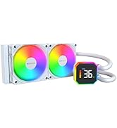 MONTECH HyperFlow Digital 240 CPU Liquid Cooler, 240mm AIO with 3100RPM Pump, 2×120mm E28 ARGB Fa...