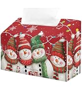 Doojoayie Christmas Tissue Box Cover Rectangle Snowman Tissue Box Cover Holder Waterproof &amp; Decor...