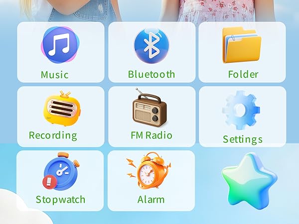 64GB Cute MP3 Player for Kids - Cartoon Portable Music Player, Child MP3 Player with Bluetooth