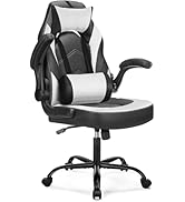 DUMOS Ergonomic Gaming Office Desk Chair with Flip-up Armrests for Adults, Height Adjustable PU L...