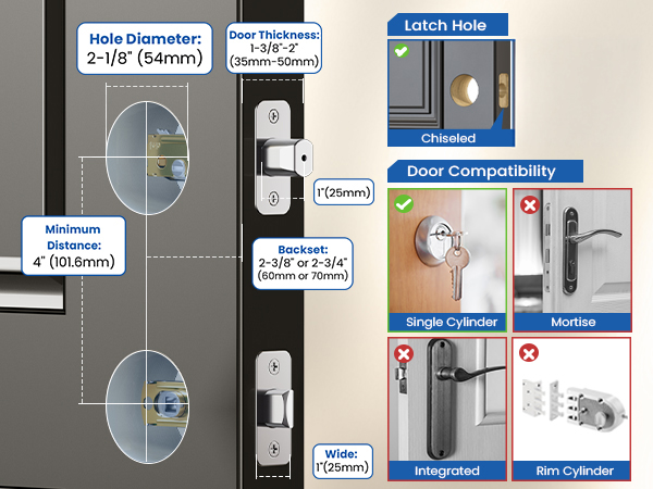 Keyless Entry Door Lock with 2 Lever Handles