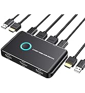 KVM Switch HDMI 2 Port Box,ABLEWE USB and HDMI Switch for 2 Computers Share Keyboard Mouse Printe...