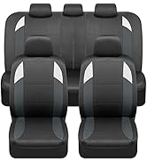 BDK carXS Monaco Seat Covers for Cars Full Set, Gray Tri-Tone Front with Split Rear Bench Back Se...