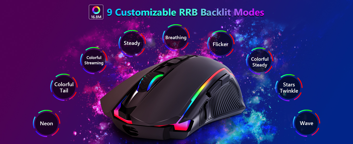 9 Customizable RRB Backlit Modes