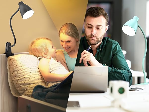 Desk Lamp Reading Light LED Clamp Lamp Flexible Gooseneck Clip on Light for Bed Bedside
