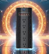 NANOLAKE Heavy Duty Surge Protector Power Strip - 25 AC Outlets, 6 USB Ports, 4000J Protection, 6...