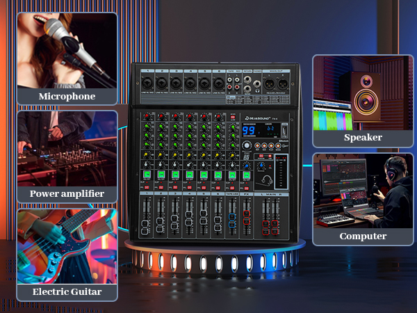 6 Channel Audio Mixer,Professional Audio Mixer,Mixing Console,Audio Mixer