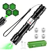Green Laser Pointer High Power Laser Pointer,Rechargeable Tactical Laser Pointer, Long Range Flas...