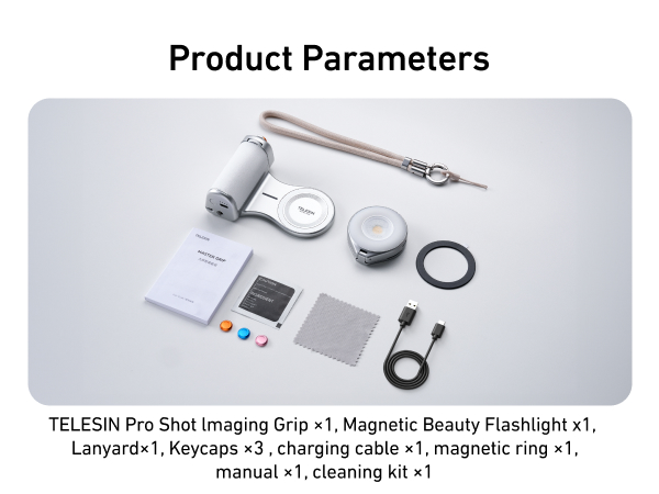 magnetic phone camera grip with selfie light