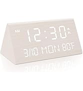 Kogonee Wooden Digital Alarm Clock, 0-100% Dimmer, 2 Alarm Settings, Weekday/Everyday Mode, 9 Min...