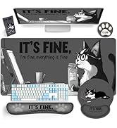 AQQA Funny Keyboard Mouse Pad Set,XXL Mouse Mat+Keyboard Wrist Rest Support+Mobile Phone Holder, ...