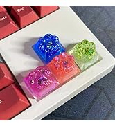 DOHOMEQ Handmade Set 4 Multicolor Cat Artisan Keycap - Aesthetic Resin Keycaps 1U ESC R1 OEM Prof...