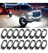 MICTUNING 2026 Upgraded White Rock Lights Super Bright Underglow Lighting Kit - 240 LEDs 16 Pods ...
