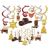 CC HOME 30Ct Western Cowboy Decorations Ceiling Hanging Swirl Decorations for Boys Kids Home Clas...