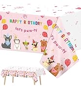 3 Pack Dog Birthday Party Decorations Pet Dog Tablecloths Puppy Table Covers Pink Dog Party Suppl...