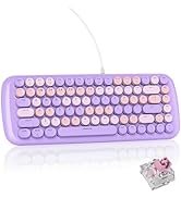 iRoboosta Colorful Mechanical Keyboard, Compact 84 Keys Wired Keyboard with Retro Round Keycaps, ...