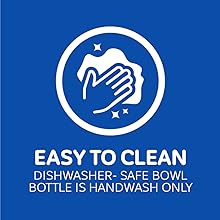 easy to clean, dishwasher safe bowl, hand wash bottle