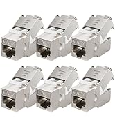 NataLink Cat 7 Cat 6A Shielded RJ45 Keystone Jack 6-Pack, 10G Ethernet Keystone Jack Toolless Zin...