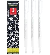 MARTCOLOR White Gel Pens, 1mm Fine Point Gel Ink Pen Opaque Archival Ink Pens for Black Paper Dra...