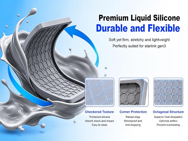 liquid silicone durable flexbile soft firm shockproof anti-dropping octagonal heat dissipation