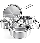 Stainless Steel Cookware Set, 7 Piece Nonstick Kitchen Induction Cookware Set,Works with Inductio...