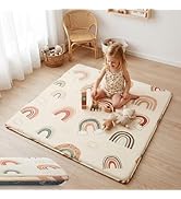PaPaMat 1.5" Extra Thick Baby Play Mat for Floor, 50x50 Padded Memory Foam Crawling Mat, Non-Slip...