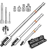 HORUSDY 10-Piece Dual-Drive Breaker Bar Set, Heavy-Duty Torque Kit with 360° Rotatable Head, Prem...