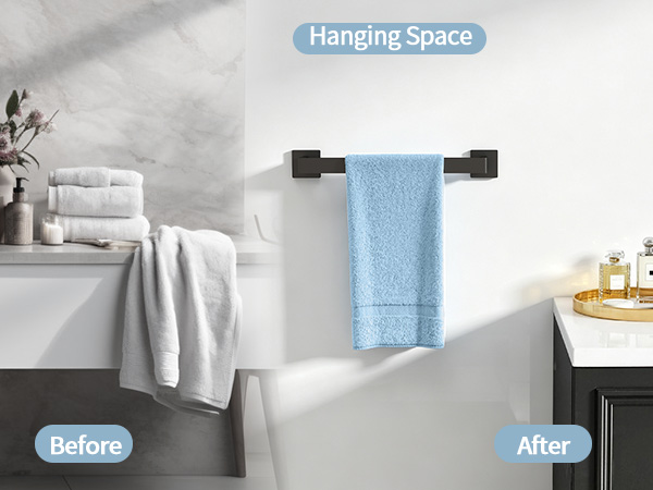 Towel Bar, Black Wall Mount Towel Holder for Bathroom