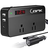 BMK 200W Car Charger Adapter Inverter, DC 12V to 110V AC Converter Plug Adapter with 2 USB +Type-...