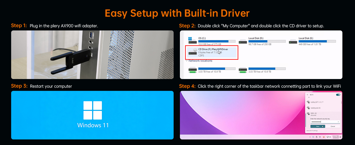 ax900 bluetooth wifi 6 adapter wifi dongle dual band wireless network adapter for desktop laptop pc