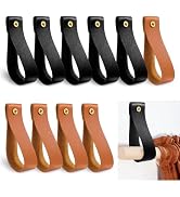 AIERSA 10pcs Leather Curtain Rod Holder, Leather Curtain Rod Bracket, PU Leather Loop Strap for W...