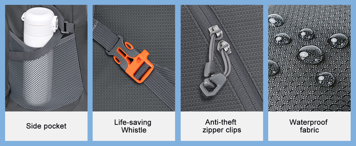 The MIYCOO backpack features waterproof fabric and zippers. It protects gear from rain and spills