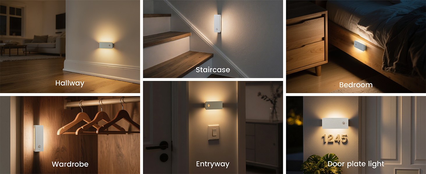 Motion Sensor Light for Wardrobe, Living room, Stairs, Hallway, Above the switch, Door plate light