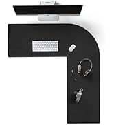 Cacoy L Shaped Computer Desk Pad, PU Leather Desk Pad, Corner Gaming Office Desk Mouse Pad, (35.4...