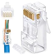 GTZ RJ45 Cat6/6a Pass Through Connectors for a Thick 23 AWG Large Diameter UTP Network Cable, 100...