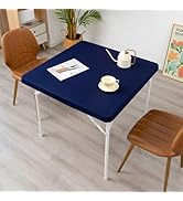 YZKITM Cocktail Square Fitted Table Cover Spandex Stretchable Table Top Cover Navy Blue Elastic T...