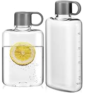 Balacoo 2 Pcs Portable Flat Water Bottle: Clear Square Slim Drinking Bottle with 360ML&amp;500Ml Capa...