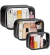 FFpaw 3Pack Clear Makeup Bags Set, Clear Travel Makeup Bag Waterproof Makeup Case Small Toiletry ...