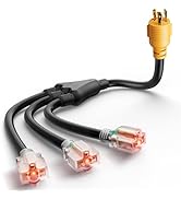 MECMO Shore Power NEMA L5-30P to 3X 5-15R/5-20R RV Generator Adapter Marine 30 Amp to 110 15 Amp ...