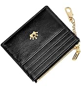 URAQT Credit Card Holder Wallet, Minimalist Leather Slim Change Wallet Zipper Coin Purse, Mini Cr...