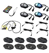 Stinger ENLIGHT10 4-Pods RGB Dynamic LED IP65 Rock Light Kit w/Bluetooth Remote, On/Off Switch, A...