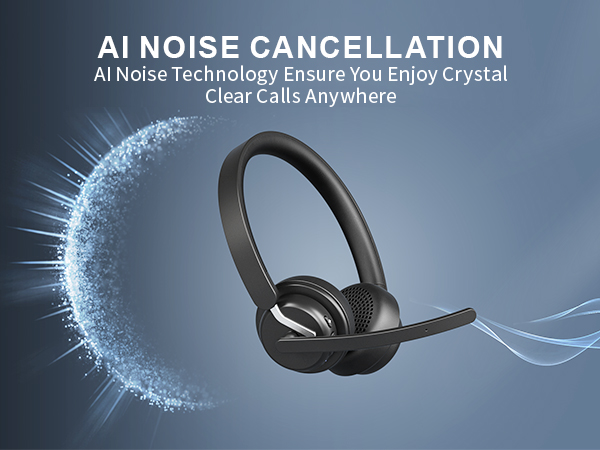 Bluetooth Headset with USB Dongle for Office Call Center Skype Zoom Meeting Headset with Mic