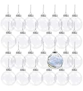 Kingrol 30 Pack 3.15 Inch Clear Plastic Fillable Ornament Balls, for DIY Craft Projects, Christma...